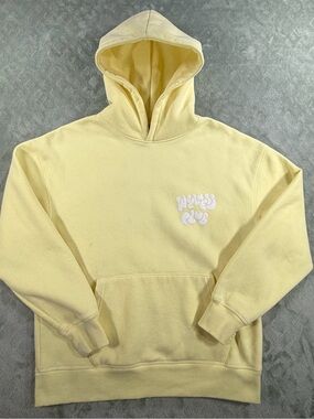 Cotton On Body Pale Yellow Hoodie with White Chest Graphic